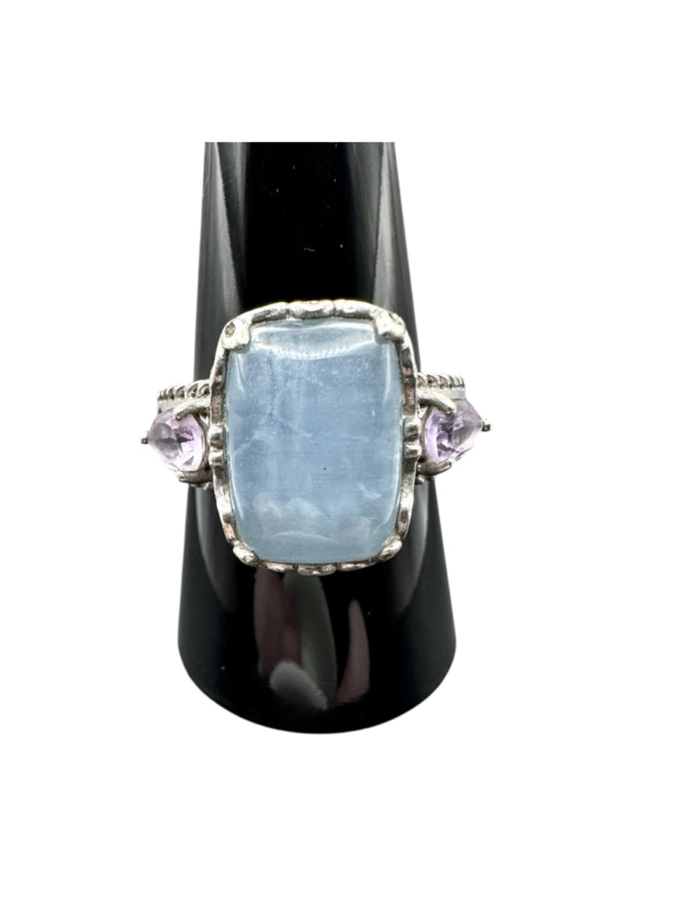 Vtg. Chapal-Zenray Blue Chalcedony Amethyst Sterling Silver .925 Ring Size 9